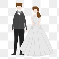 Bride and groom png wedding clipart, cartoon illustration