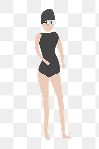 Professional swimmer png clipart, female athlete, character illustration