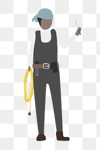 Electrician worker png clipart, technician, job illustration