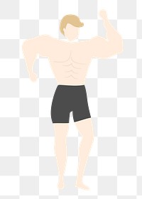 Bodybuilder man png  clipart, health, fitness, job illustration