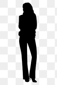 Businesswoman wearing suit png silhouette, confident posture