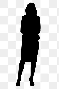 Businesswoman crossing arms png silhouette sticker, standing gesture