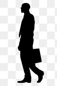 Business holding briefcase png silhouette, walking gesture