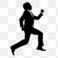 Businessman png silhouette, running towards goal gesture