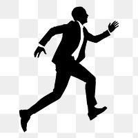 Businessman png silhouette, running towards goal gesture