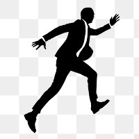 Businessman png silhouette, running towards goal gesture