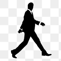 Businessman silhouette png clipart, walking gesture