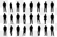 Business people png silhouette, standing gesture set
