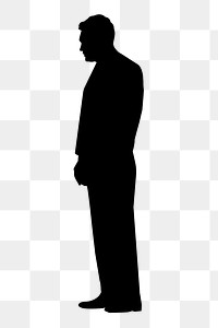 Businessman standing posture png silhouette clipart on transparent background