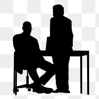 Businessmen png silhouette, colleagues discussing work