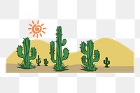 Desert cactus png sticker, landscape on transparent background. Free public domain CC0 graphic