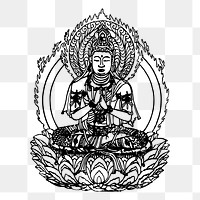 Vintage Buddha png lotus clipart, transparent background. Free public domain CC0 graphic