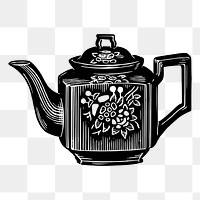 Floral tea pot png clipart, transparent background. Free public domain CC0 graphic