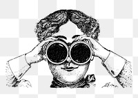 Adventurer using binoculars png clipart, transparent background. Free public domain CC0 graphic