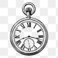 Pocket watch png, vintage clipart, transparent background. Free public domain CC0 graphic