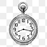 Pocket watch png, hand drawn clipart, transparent background. Free public domain CC0 graphic