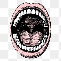 PNG vintage open mouth clipart, transparent background. Free public domain CC0 graphic
