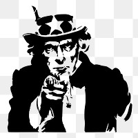 PNG Uncle Sam pointing, vintage clipart, transparent background. Free public domain CC0 graphic