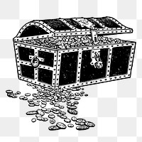 Treasure trunk png sticker, vintage illustration on transparent background. Free public domain CC0 graphic