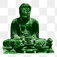 Buddha png clipart, green religious statue on transparent background. Free public domain CC0 graphic