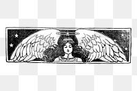 Vintage angel png clipart, woman illustration, transparent background. Free public domain CC0 graphic