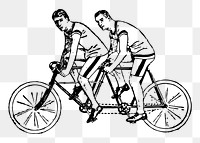 Men png riding tandem bicycle clipart, transparent background. Free public domain CC0 graphic