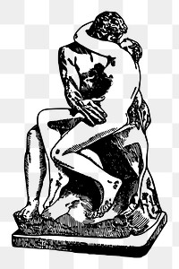 Nude couple png clipart, kissing statue on transparent background. Free public domain CC0 graphic