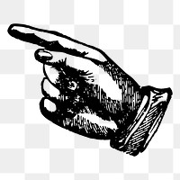 Vintage hand png, pointing gesture clipart, transparent background. Free public domain CC0 graphic