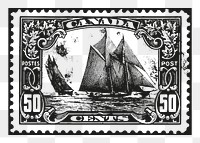 Sailing ship png clipart, postal stamp on transparent background. Free public domain CC0 graphic
