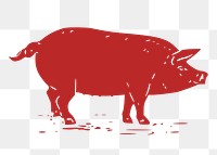 Red pig png, vintage farm animal clipart, transparent background. Free public domain CC0 graphic