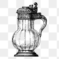 Antique jug png sticker vintage illustration, transparent background. Free public domain CC0 image.