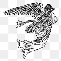 Angel png, spirituality sticker vintage illustration, transparent background. Free public domain CC0 image.