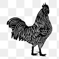 Rooster png, farm animal drawing sticker vintage illustration, transparent background. Free public domain CC0 image.