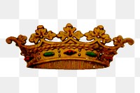 Royal gold crown png sticker vintage illustration, transparent background. Free public domain CC0 image.