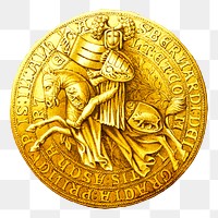 Medieval coin png sticker vintage illustration, transparent background. Free public domain CC0 image.