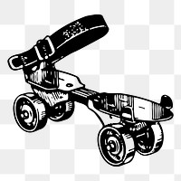 Old roller skate png drawing sticker vintage illustration, transparent background. Free public domain CC0 image.