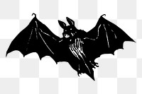 Flying bat drawing png, animal sticker vintage illustration, transparent background. Free public domain CC0 image.