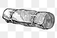 Camping roll up png sticker vintage illustration, transparent background. Free public domain CC0 image.