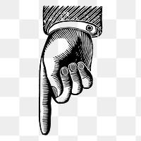 Businessman pointing png drawing sticker vintage illustration, transparent background. Free public domain CC0 image.