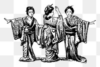 Japanese geisha png drawing sticker vintage illustration, transparent background. Free public domain CC0 image.