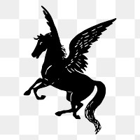 Pegasus mythical animal png drawing sticker vintage illustration, transparent background. Free public domain CC0 image.