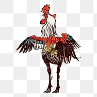 Rooster png, farm animal sticker vintage illustration, transparent background. Free public domain CC0 image.