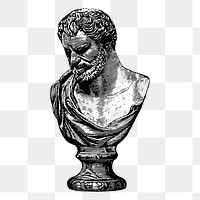 Democritus bust png sticker vintage illustration, transparent background. Free public domain CC0 image.