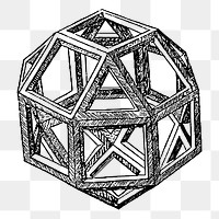 PNG Da Vinci's Rhombicuboctahedron, sticker vintage illustration, transparent background. Free public domain CC0 image.