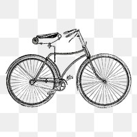 Old bicycle png drawing sticker vintage illustration, transparent background. Free public domain CC0 image.