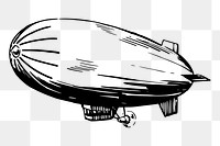 Blimp airship png sticker vintage illustration, transparent background. Free public domain CC0 image.