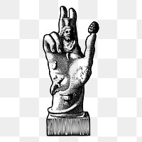 Roman hand sculpture png drawing vintage illustration, transparent background. Free public domain CC0 image.