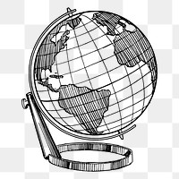 Antique globe drawing png sticker vintage illustration, transparent background. Free public domain CC0 image.