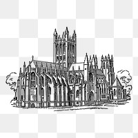 Gothic cathedral png sticker vintage illustration, transparent background. Free public domain CC0 image.