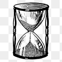 Sand hourglass drawing png sticker vintage illustration, transparent background. Free public domain CC0 image.
